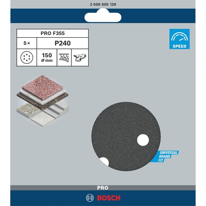Produktbild Bosch Professional Zubehör PRO F355 Schleifblatt, 150 mm, G240 (240)