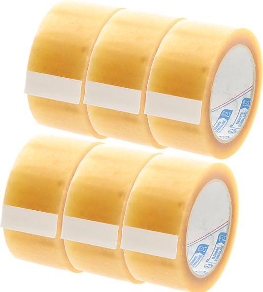 Actual product image kaiserkraft Low Noise PP packing tape, rubber, pack of 6 rolls, transparent, tape width 50 (50 mm)