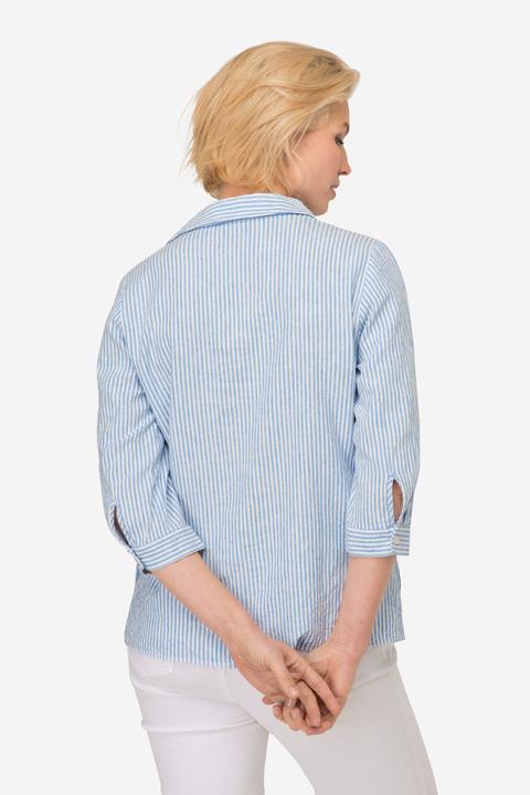Immagine prodotto Laurasøn Bluse, Leinenmix, Streifen, Hemdkragen, 3/4-Ärmel (L)