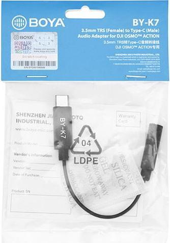 Produktbild Boya Universal Adapter BY-K7 3,5mm TRS zu USB-C für DJI Osmo Action