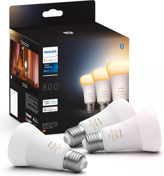 Produktbild Philips Hue White Ambiance (E27, 9 W, 806 lm, 3 x, F)