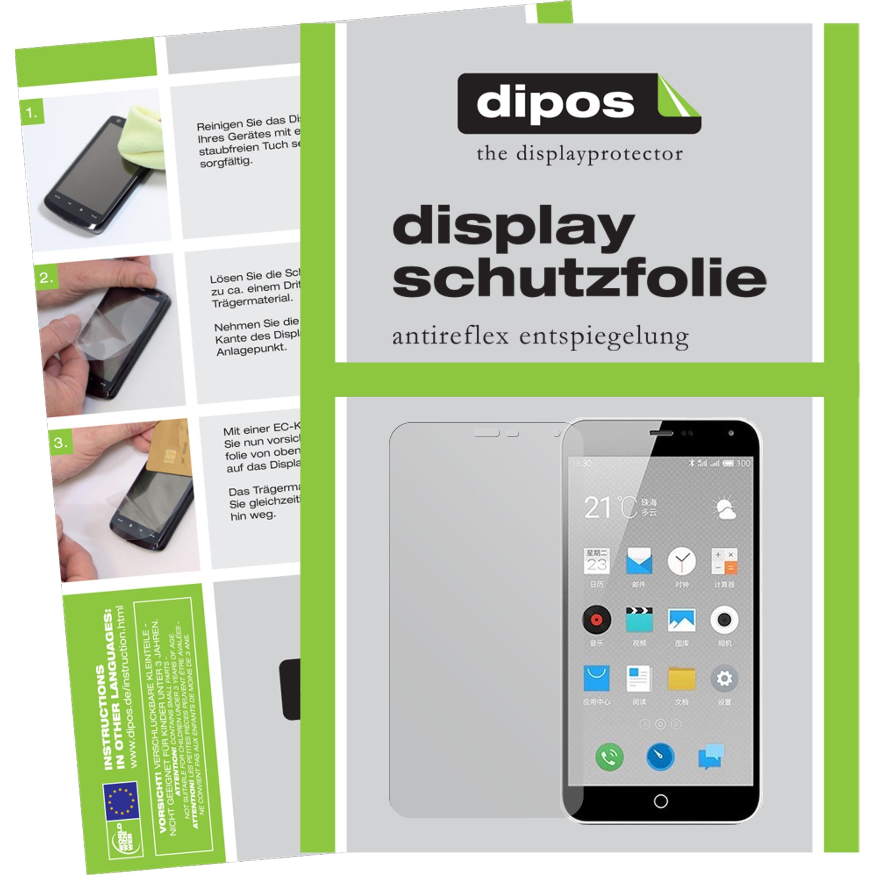 Dipos Displayschutzfolie Antireflex (2 Stück, Meizu M1 Note), Smartphone Schutzfolie, Transparent