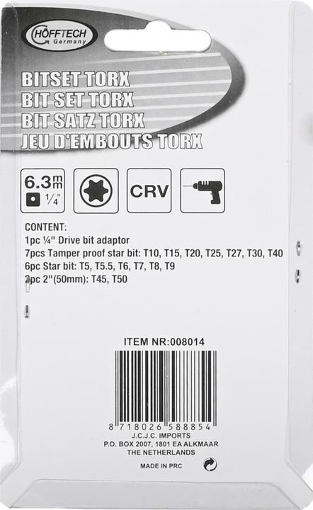 Actual product image Benson Bit set torx 16 pieces ch