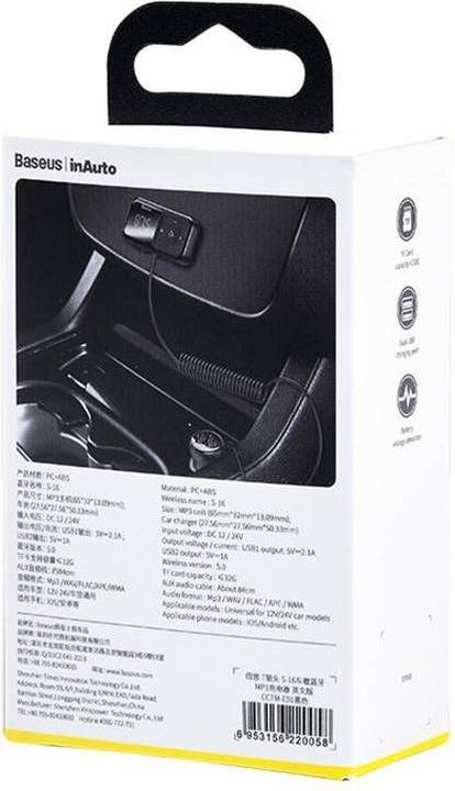 Productafbeelding Baseus Auto Bluetooth MP3-speler T-vorm S-16 Zwart OS