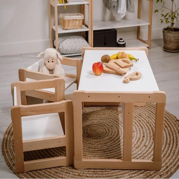 Actual product image Activity Board Waldorf Furniture Set. Multifunctional bench and two chairs (Child armchair)