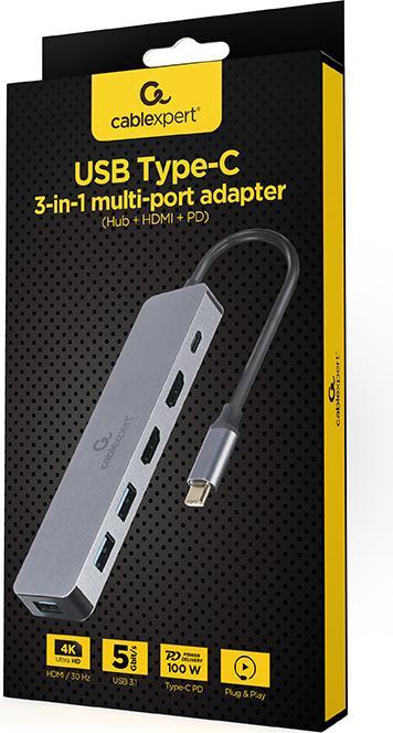Actual product image Gembird Multi Port Adapter (USB-C, 6 Ports)