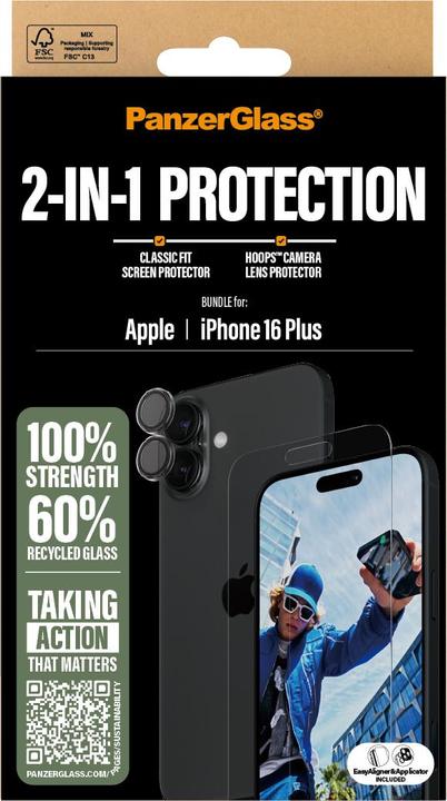 Productafbeelding PanzerGlass Bundel Glas + PicturePerfect (1 Stuk, Apple iPhone 16 Plus)