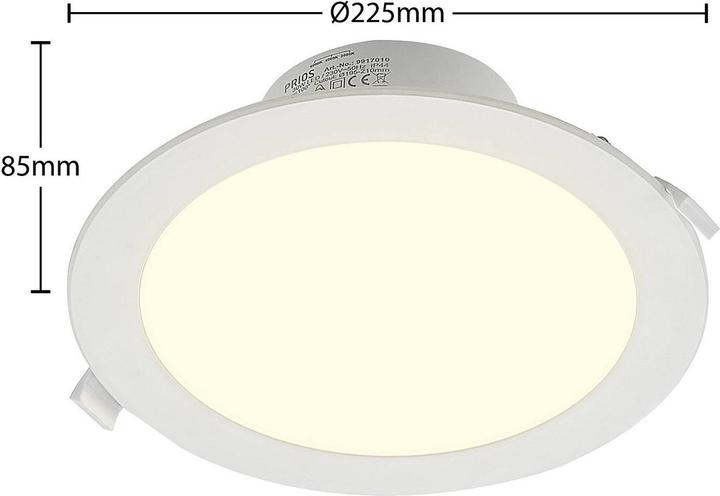 Produktbild Prios Rida LED-Einbaustrahler, CCT, 22,5 cm, 30 W (2900 lm)