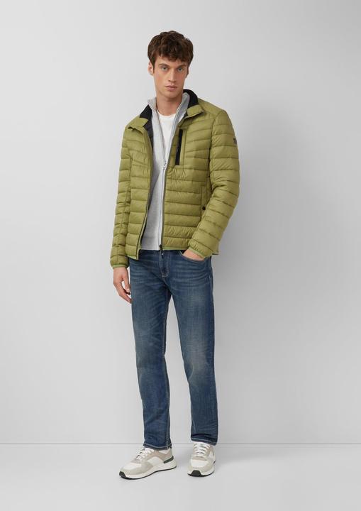 Produktbild s.Oliver Strickjacke Baumwoll-Strickjacke mit Stehkragen und Logo-Patch (M)