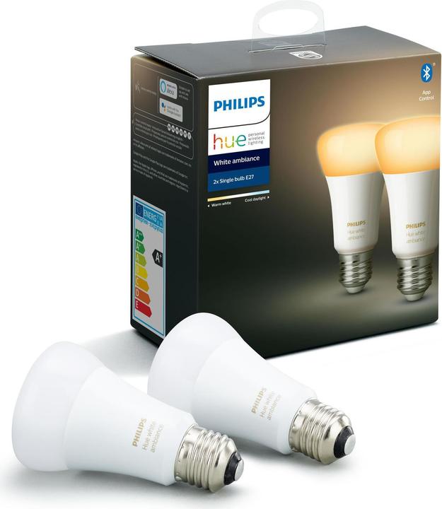 Productafbeelding Philips Hue Hue White Ambiance BT (E27, 9 W, 806 lm, 2 x, F)