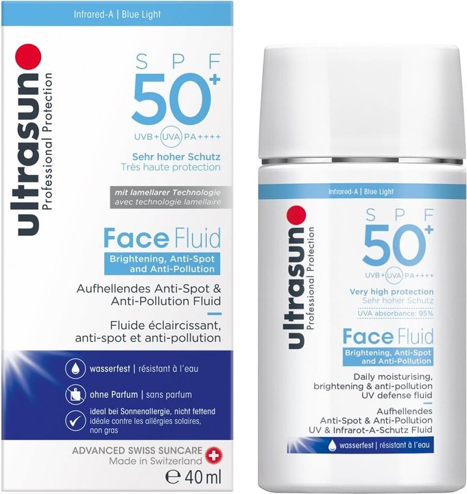 Immagine prodotto Ultrasun Face Fluid Brightening & Anti-Pollution SPF50+ (Crema solare viso, SPF 50+, 40 ml, 72 g)