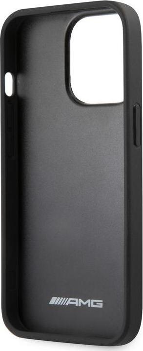 Immagine prodotto Mercedes-Benz Custodia PC/TPU con striscia in pelle grigia effetto carbonio e logo stampato a caldo (Apple iPhone 13 Pro Max)