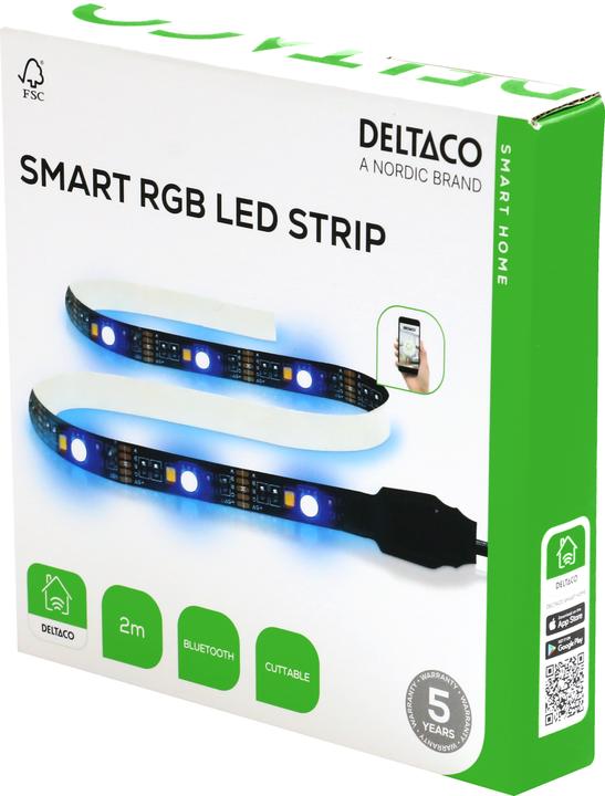 Image du produit Deltaco Boucle LED alimentée par USB (RGB, Multicolore, Blanc, RGBW, 200 cm, Intérieur, Extérieur)