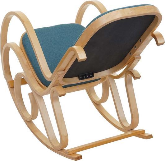 Produktbild Swisshandel24 Schaukelstuhl, Schwingsessel Fernsehsessel, Massiv-Holz - Eiche-Optik, Stoff/Textil grün
