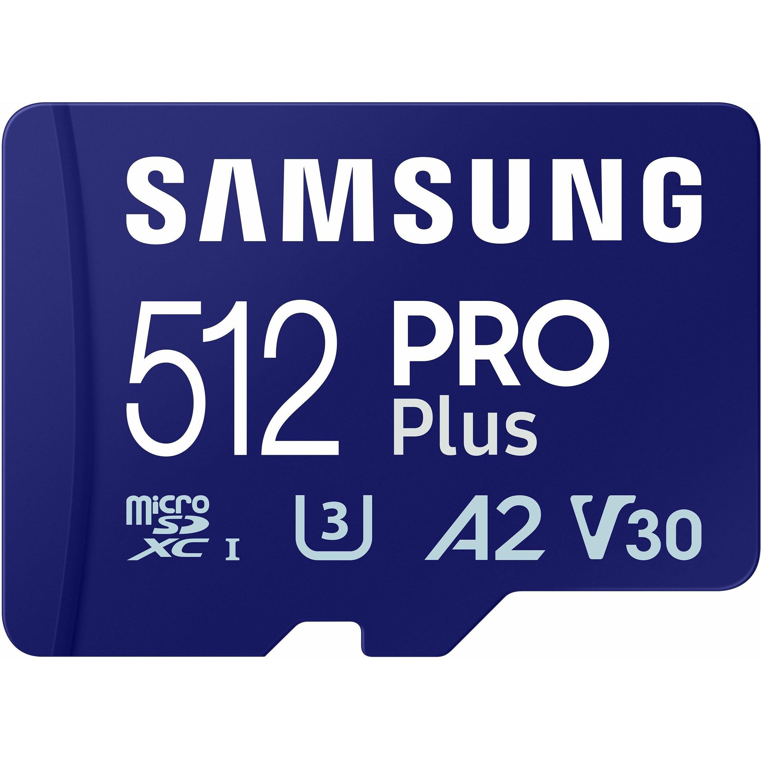Samsung Pro Plus (512 GB, microSDXC, U3, UHS-I), Speicherkarte, Blau