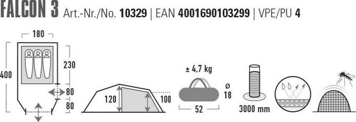 Produktbild High Peak Falcon 3 (Tunnelzelt, 4.90 kg, 3 Personen)