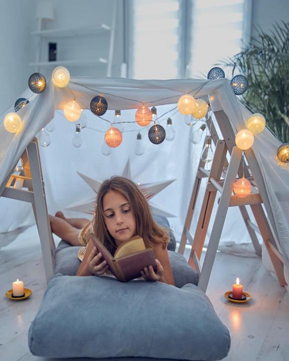 Actual product image Ciskotu Lichterkette Lampions 20 LED mit Cotton Balls (3.30 m)