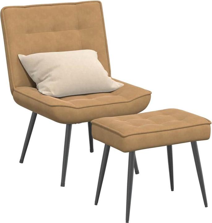 Immagine prodotto vidaXL Poltrona relax con sgabello Poltrona in velluto marrone Poltrona con sgabello