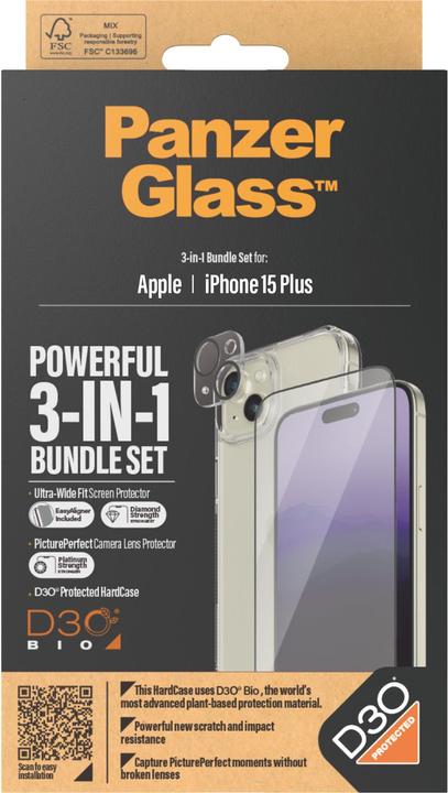 Actual product image PanzerGlass 3-in-1-Pack (1 Piece, Apple iPhone 15 Plus)