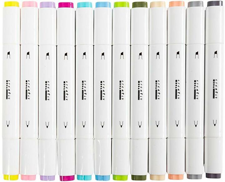Actual product image Creativ Company Kalligraphiemarker 1+ 8 mm, 12 Stück, Pastellfarben (12x)