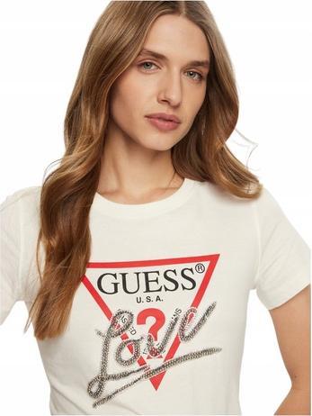 Produktbild Guess Damen T-Shirt Triangle Love Creme (L)