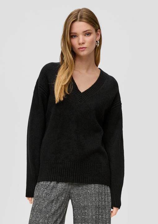 Produktbild s.Oliver Strickpullover Strickpullover mit V-Ausschnitt (S, XS)