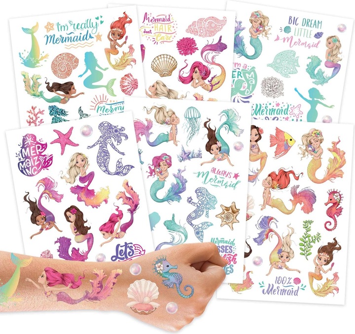 Produktbild Papierdrachen Metallic Tattoos – Meerjungfrauen