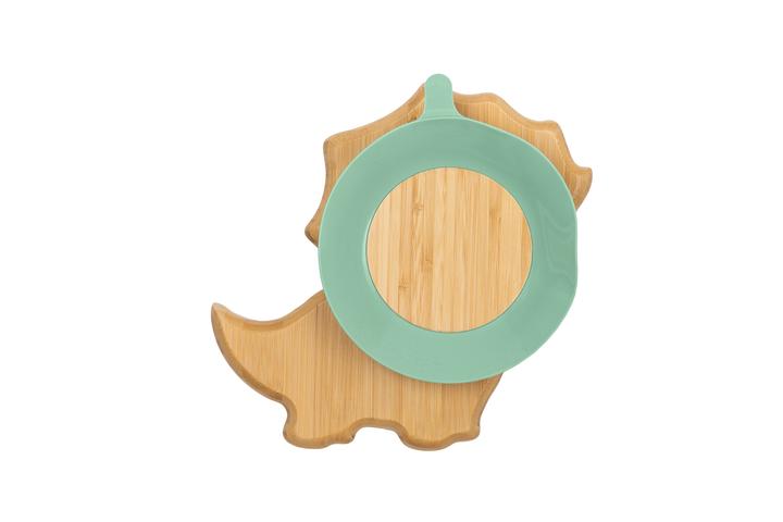 Actual product image Citron Bamboo Plate Dino with Suction Cup