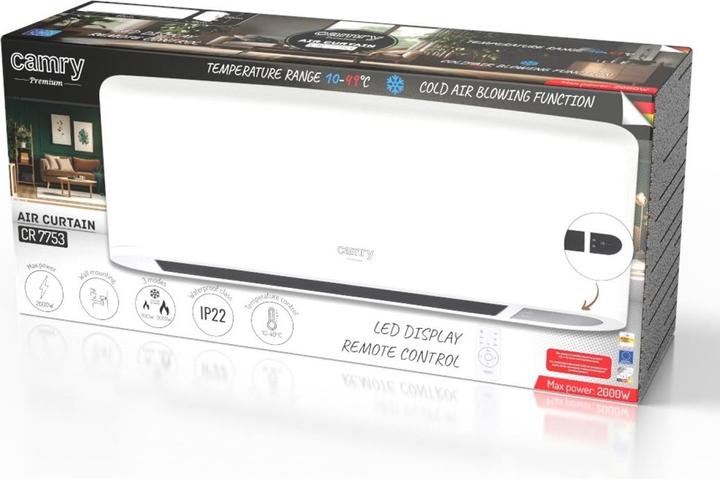 Actual product image Camry Radiator Air Curtain Heater with LED Display | CR 7753 | Air curtain | 2000 W | White | IP22 (2000 W)