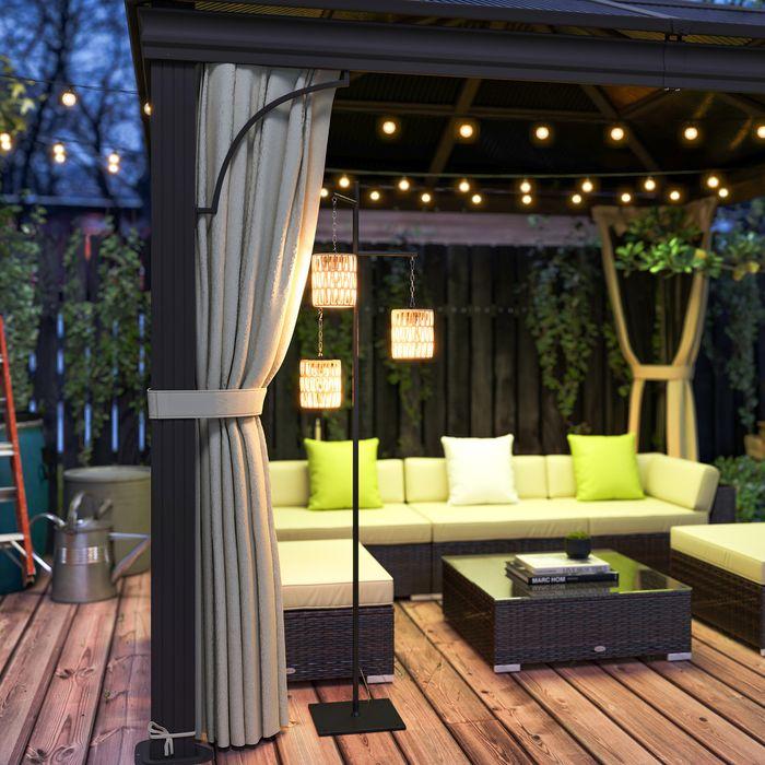 Produktbild Swisshandel24 Solar Stehlampe Rattan Solarlampen mit Lichtsensor automatisch im Boho-Stil IP44 (15 lm, IP44)