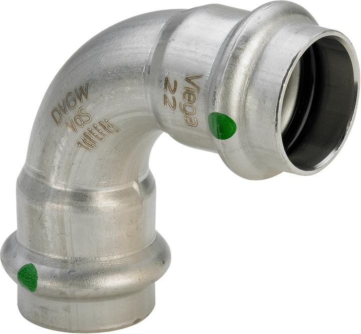 Viega Coude Sanpress Inox 90° 22 Acier inoxydable/brillant, 435653 (Raccord à sertir)