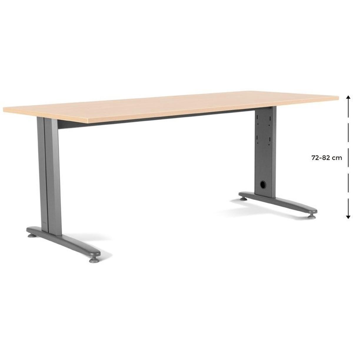 Rocada, Schreibtisch, Schreibtisch Metal BxTxH 200x80x72cm Platte einstellbar Gestell grau Platte Melamin buche (200 x 8...