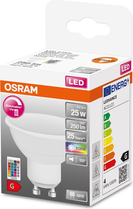 Produktbild Osram Led Retrofit Rgbw Lamps With Remote Control (GU10, 25 W, 250 lm, 1 x, G)