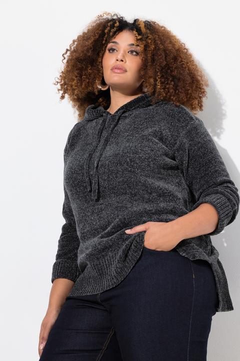 Produktbild Ulla Popken Chenille-Hoodie, Kapuze, Kordel, Langarm (42, 44)