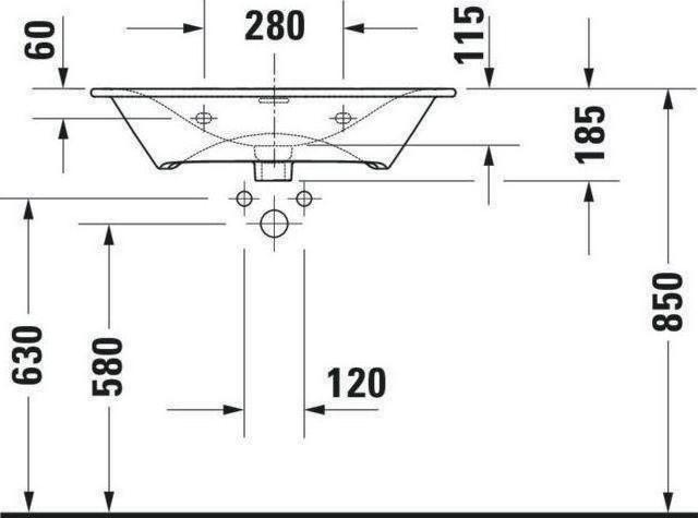 Produktbild Duravit Waschtisch VIU 730x490mm m ÜL m HLB 1 Hahnloch weiss WG (490 mm, 730 mm)