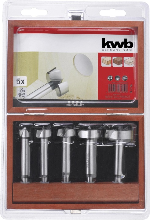 Actual product image kwb Forstner bit set 5-piece 706000 (15 mm, 20 mm, 25 mm, 30 mm, 35 mm)
