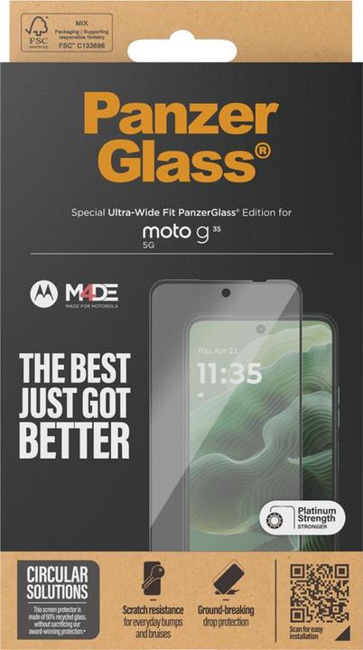 Produktbild PanzerGlass Displayschutz m. Schwarz Rahmen Motorola moto g35 5G | Ultra-Wide Fit (1 Stk., Motorola Moto G35)