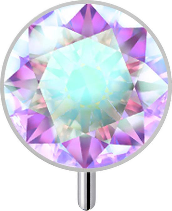 Produktbild Star Piercing Threadless Halbkugel silber front mit Kristall multicolor (Titan, ohne Messing)