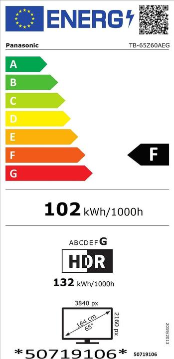 Label énergétique Panasonic TB-65Z60AEG (65", OLED, 4K)