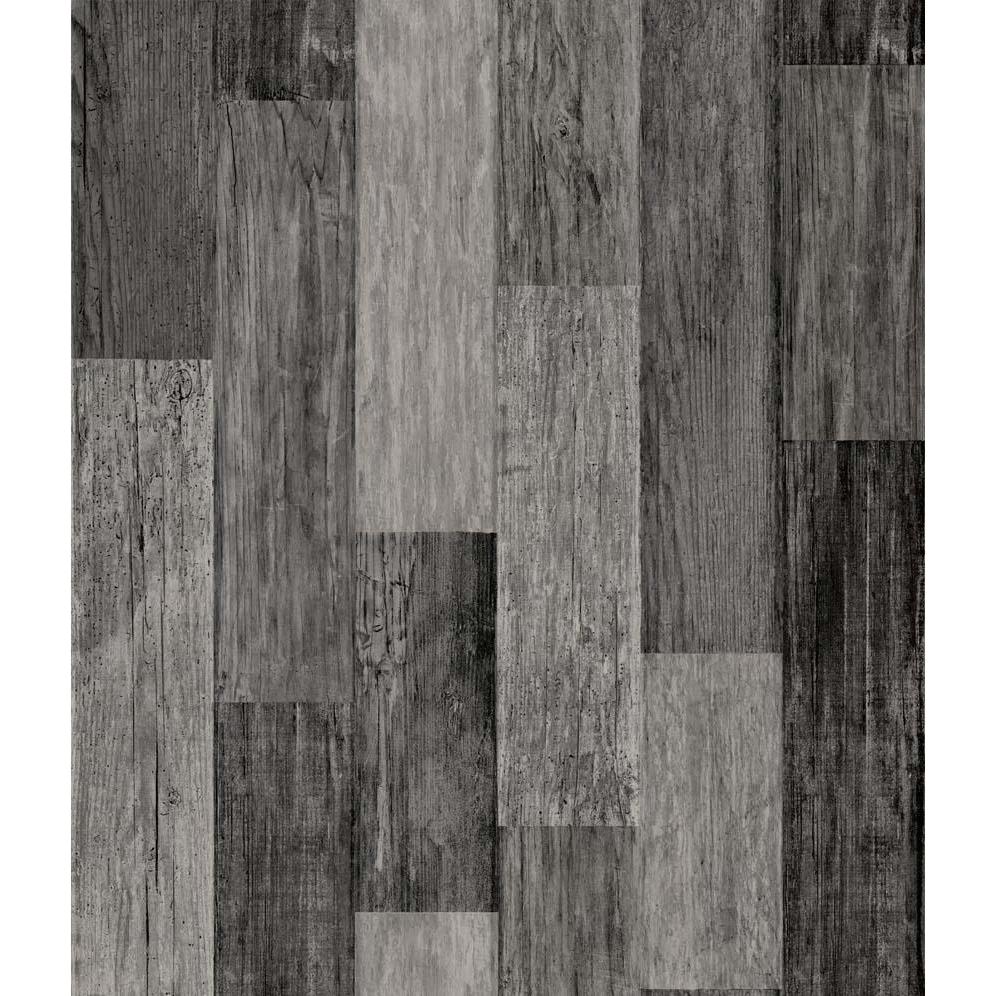 Roommates, Wandtattoo, PEEL & STICK Wallpaper - Verwittertes Holz Schwarz