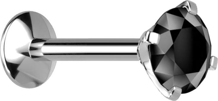 Image du produit Star Piercing Micro femelle Labret UFO argenté avec cristal serti noir (Titane, sans laiton)