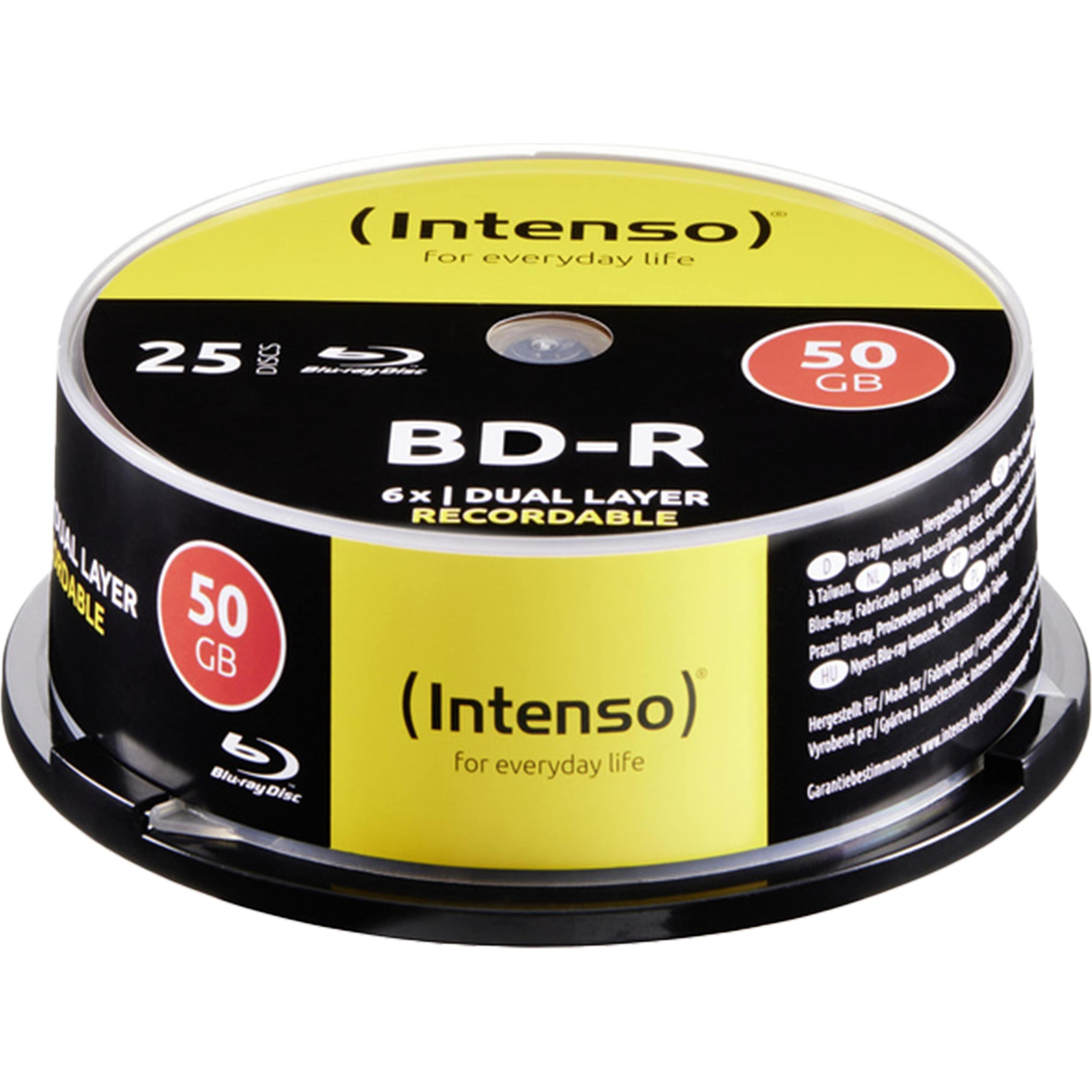 Intenso 1x25 BD-R 50GB 6x Speed, Cakebox (25 x), Optischer Datenträger