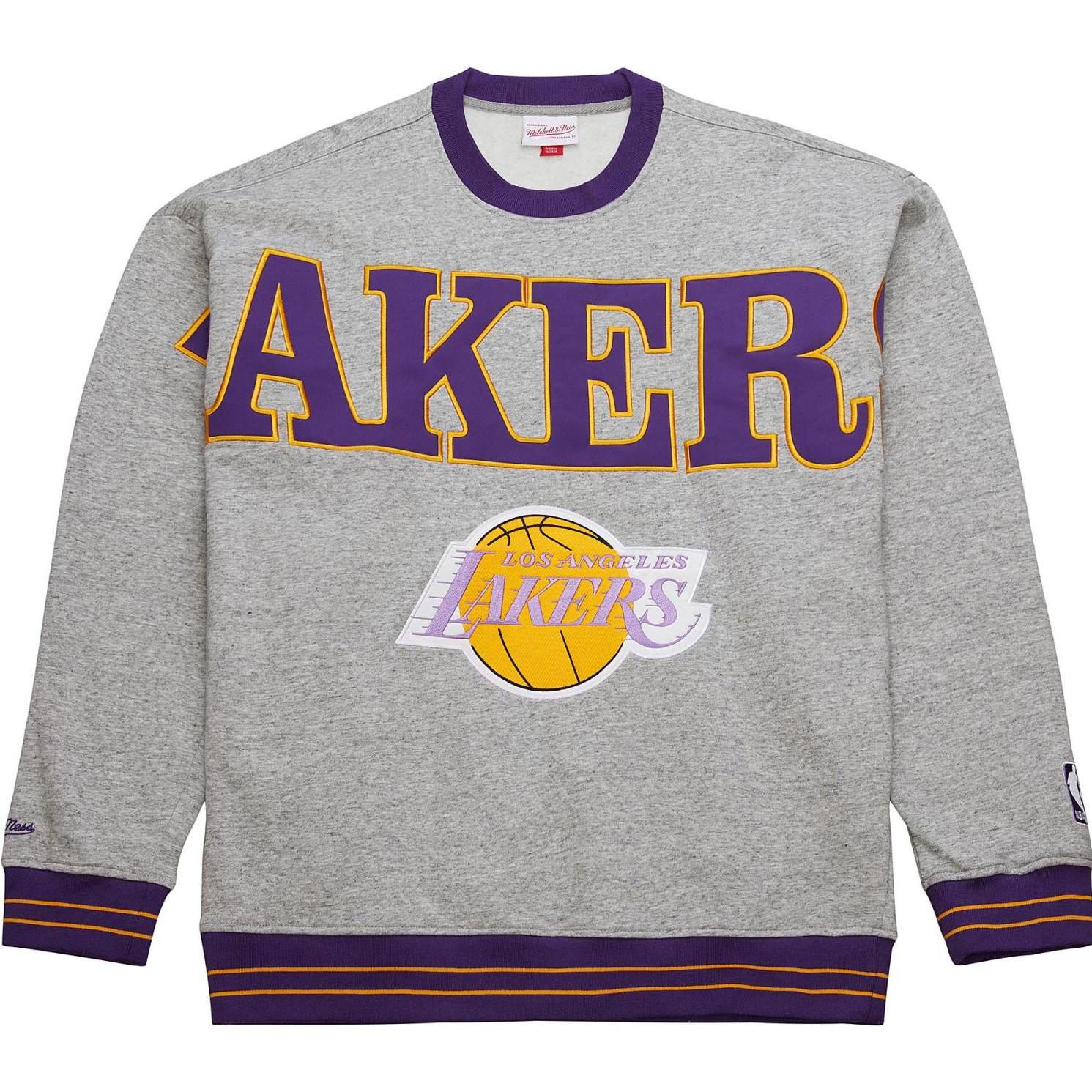 Mitchell & Ness, Herren, Pullover, SATIN Fleece Pullover Los Angeles Lakers - S, Grau, (S)