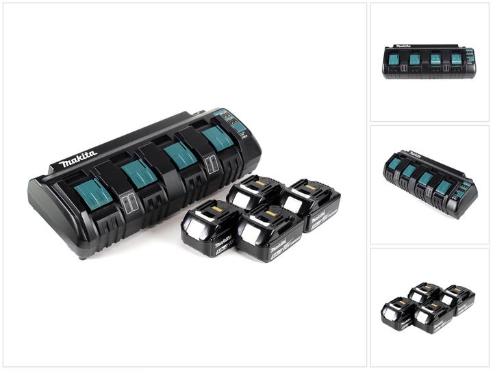 Makita Power Source Kit 18V mit DC 18 SF 4-fach Ladegerät + 4x BL1850 Akku 5,0Ah (18 V)