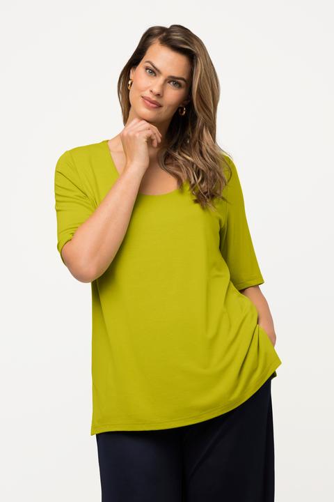 Image du produit Ulla Popken T-shirt doublé à l'avant, col V et manches courtes (58)