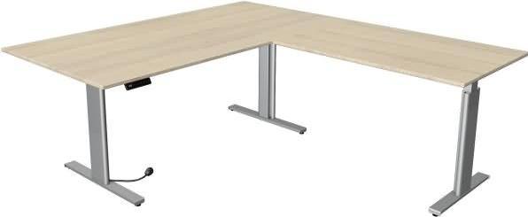 Produktbild Kerkmann Move 3 höhenverstellbarer Schreibtisch ahorn L-Form T-Fuss-Gestell silber 200,0 x 100,0 cm (200 x 100 x 72 cm)