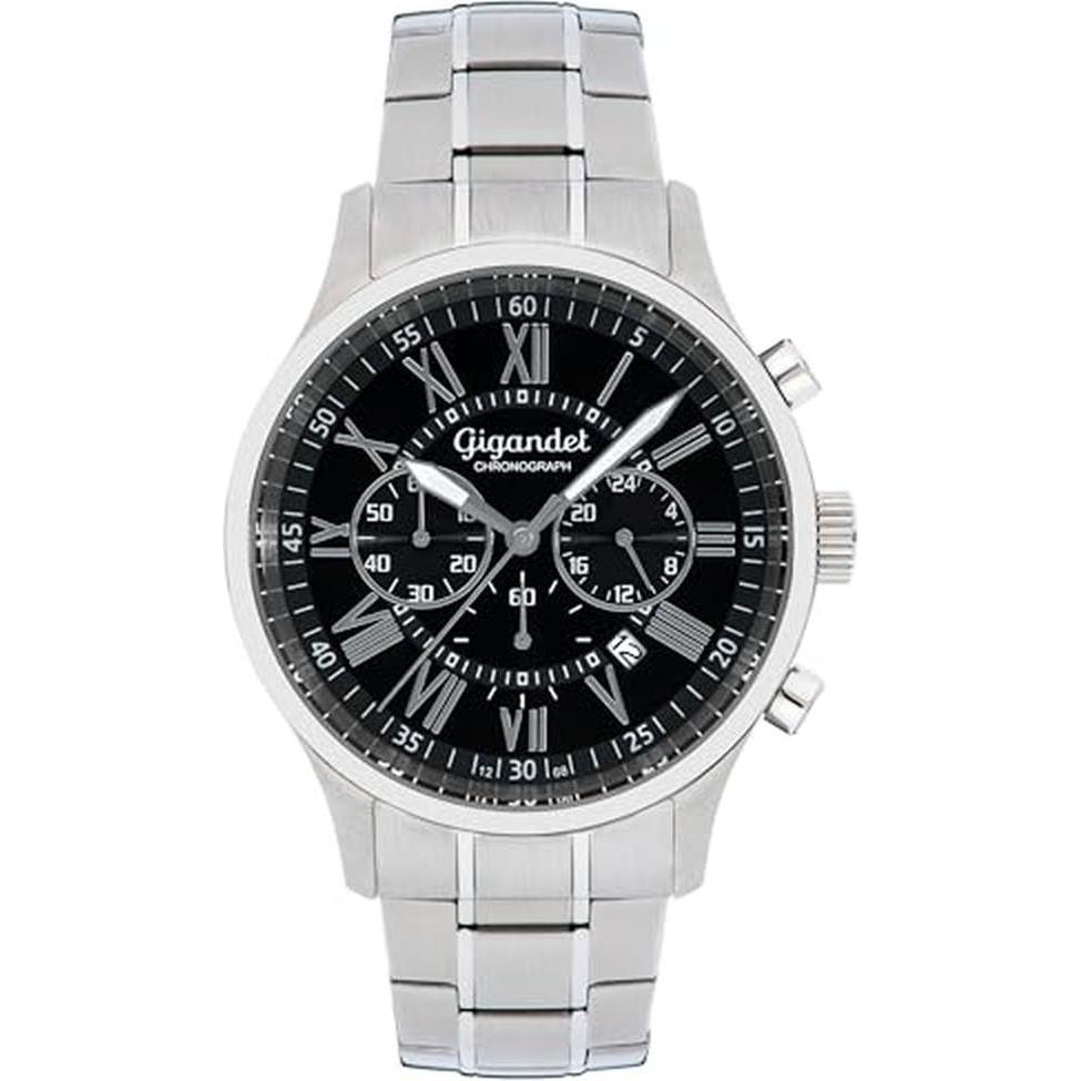 Gigandet, Orologio da polso, Elegantes analoges Chronographenarmbanduhr mit 24-Stunden-Zeiger und 50 m wasserdicht, Nero