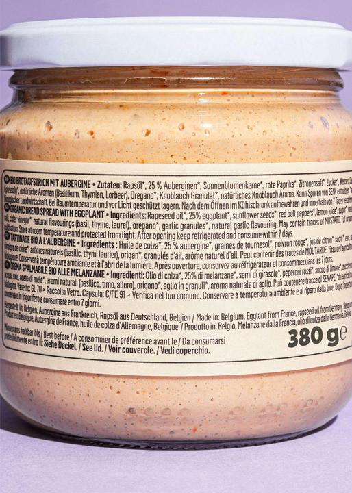 Valeurs nutritives et ingrédients KoRo Pâte à tartiner bio à l'aubergine (380 g)
