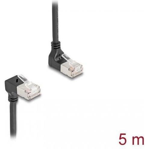 Thumbnail - Delock RJ45 Netzwerkkabel Cat.6A S/FTP Slim 90° oben / unten (S/FTP, CAT6a, 5 m), Netzwerkkabel