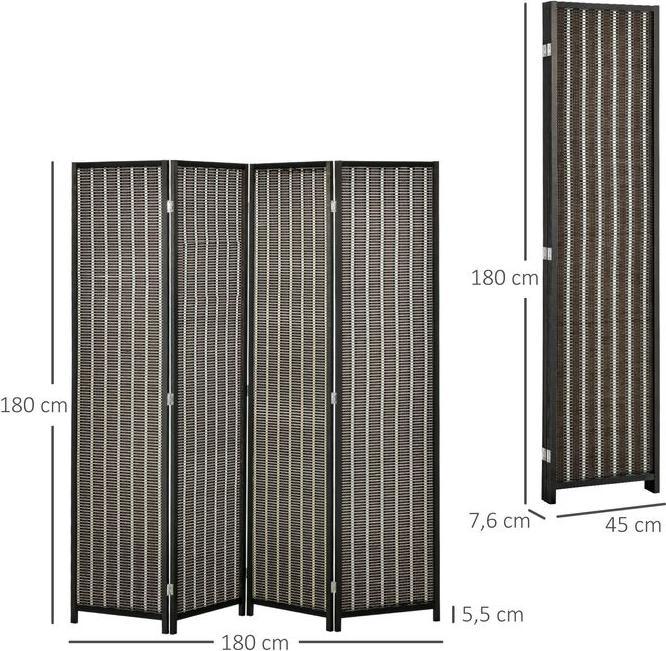 Image du produit Swisshandel24 Paravent 4-teilig 180 x 180 cm Raumteiler Trennwand aus Bambus für Wohnzimmer